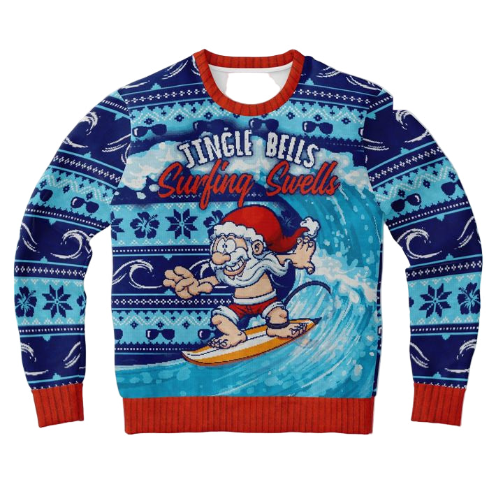 Surfing Santa Funny Santa Xmas 3d Ugly Christmas Sweater ? Usalast