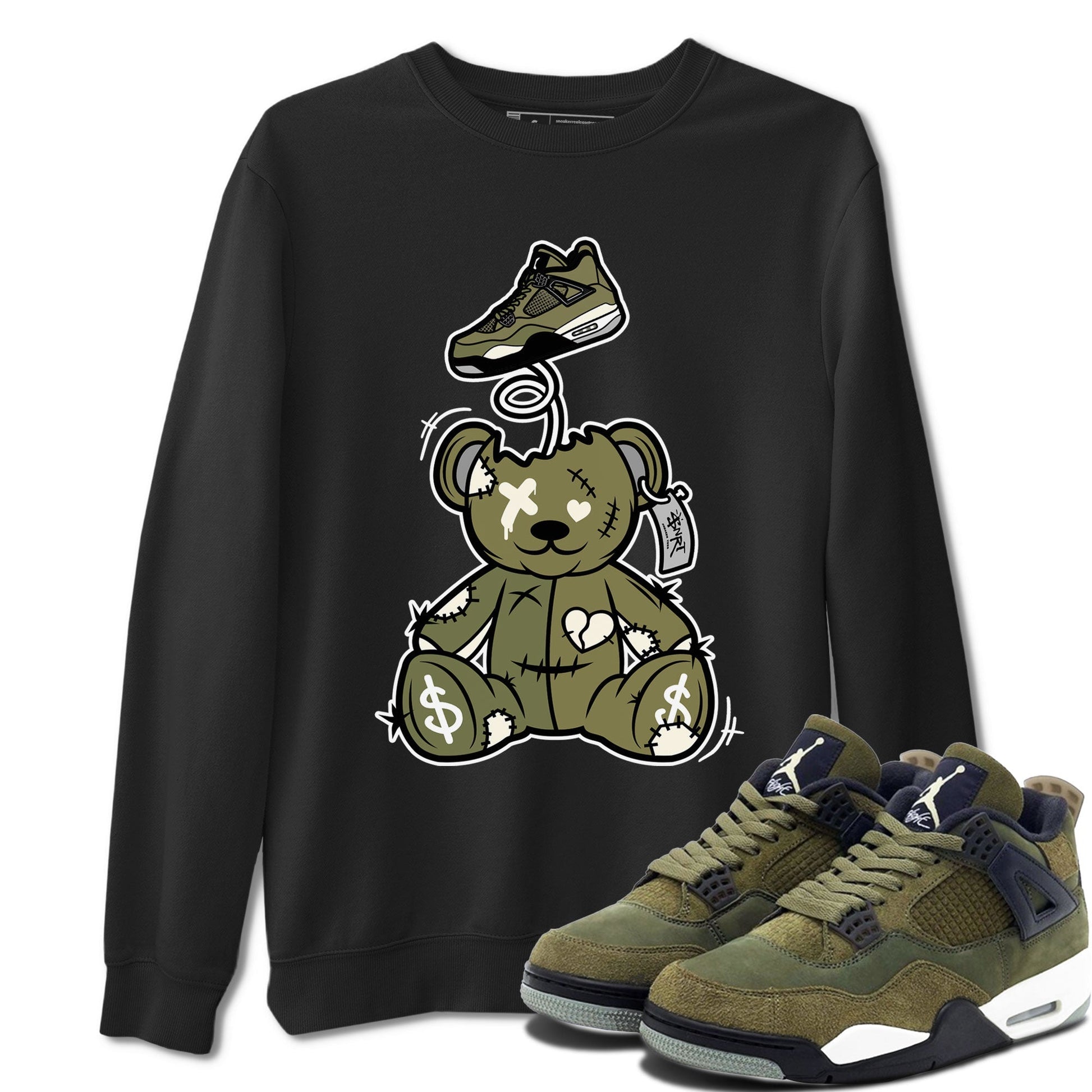 Surprise Teddy Bear Sneaker Tee - Air Jordan 4 Medium Olive