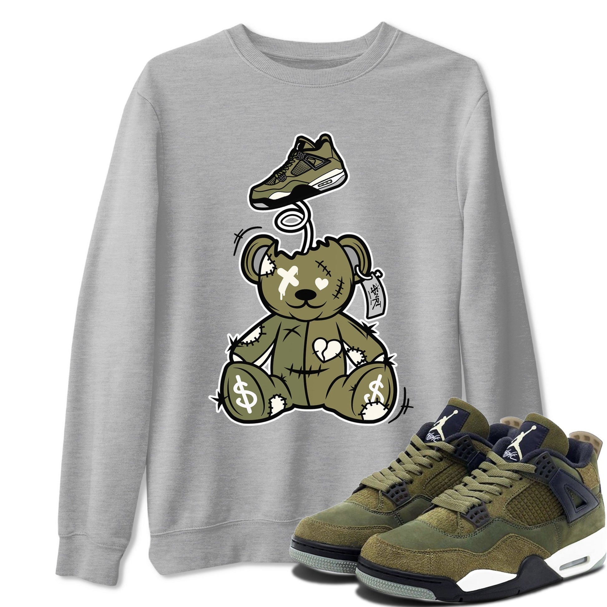 Surprise Teddy Bear Sneaker Tee - Air Jordan 4 Medium Olive