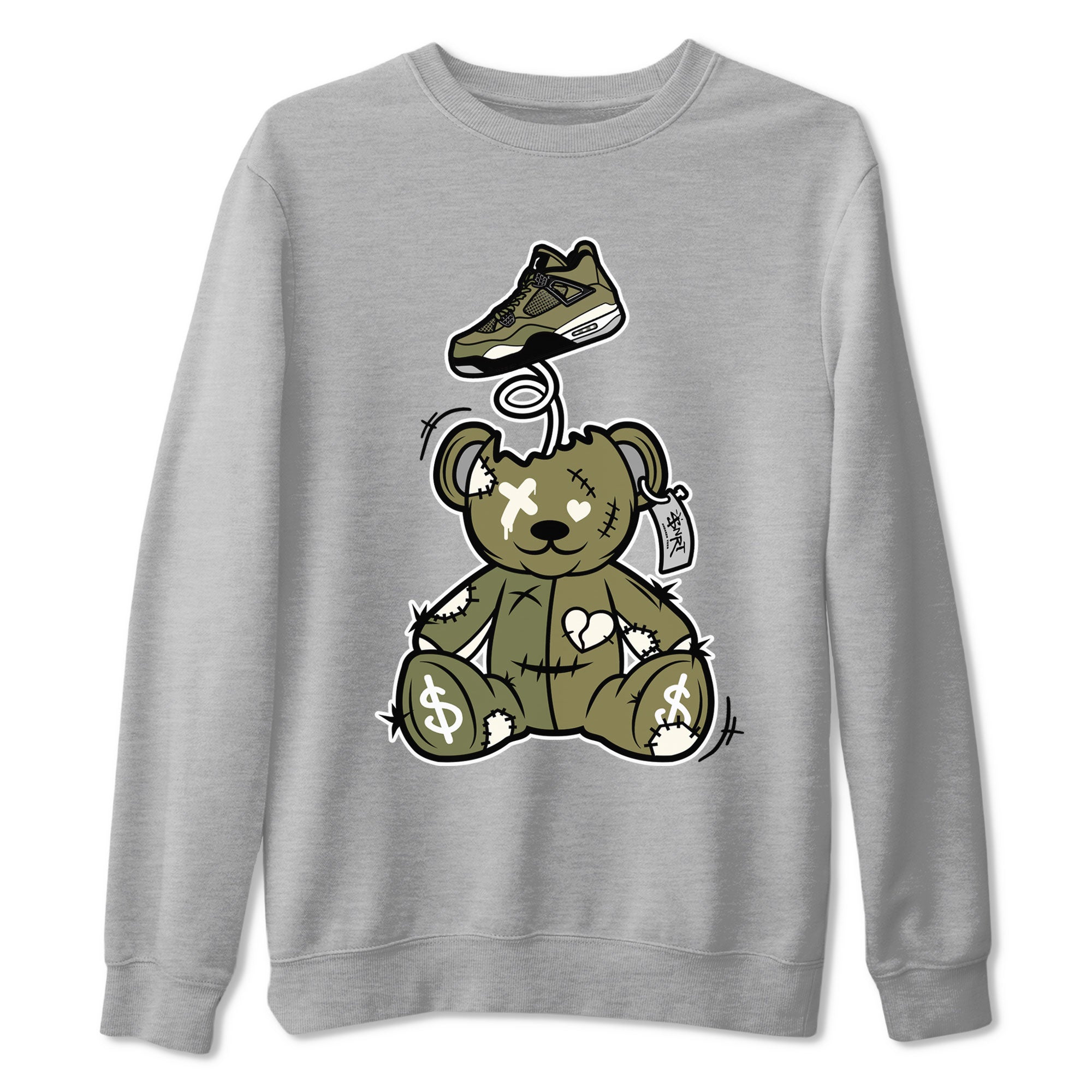 Surprise Teddy Bear Sneaker Tee - Air Jordan 4 Medium Olive