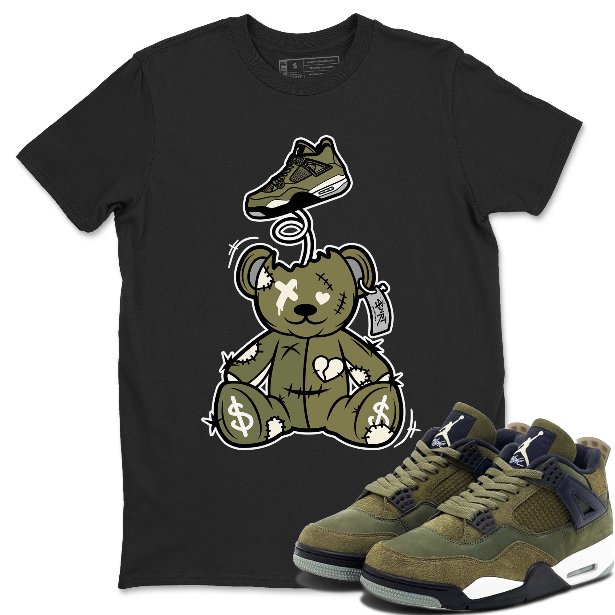 Surprise Teddy Bear Sneaker Tee - Air Jordan 4 Medium Olive