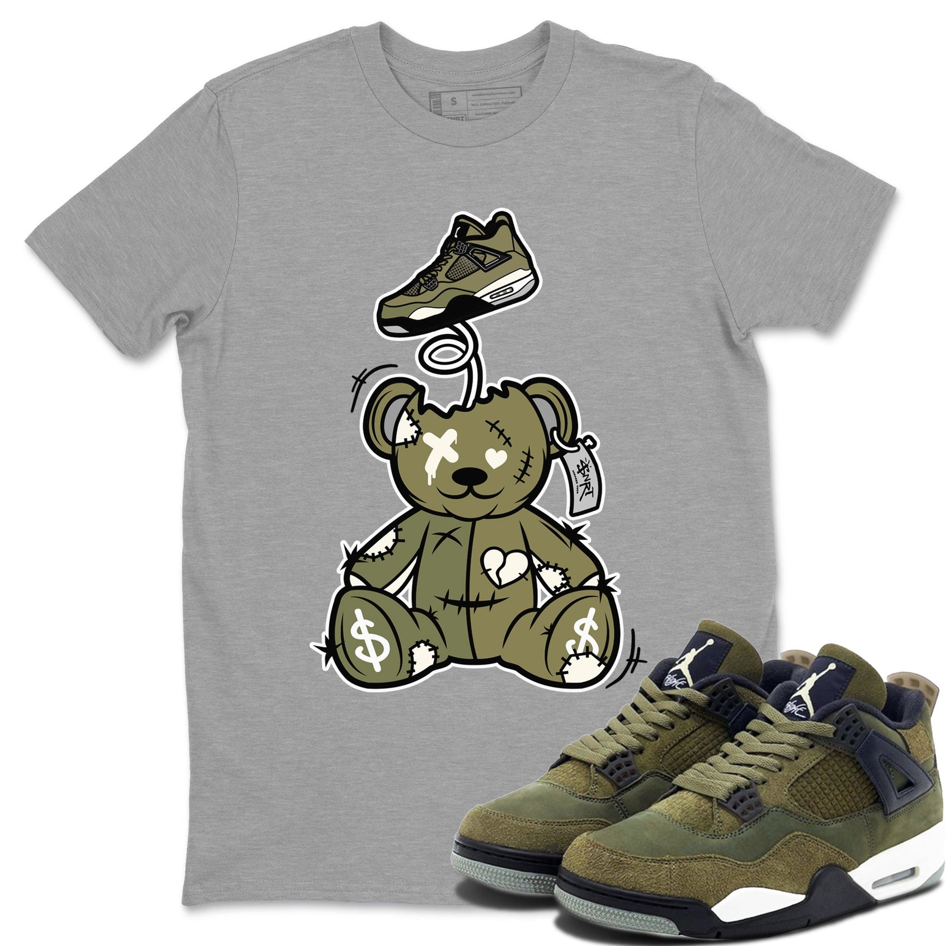 Surprise Teddy Bear Sneaker Tee - Air Jordan 4 Medium Olive