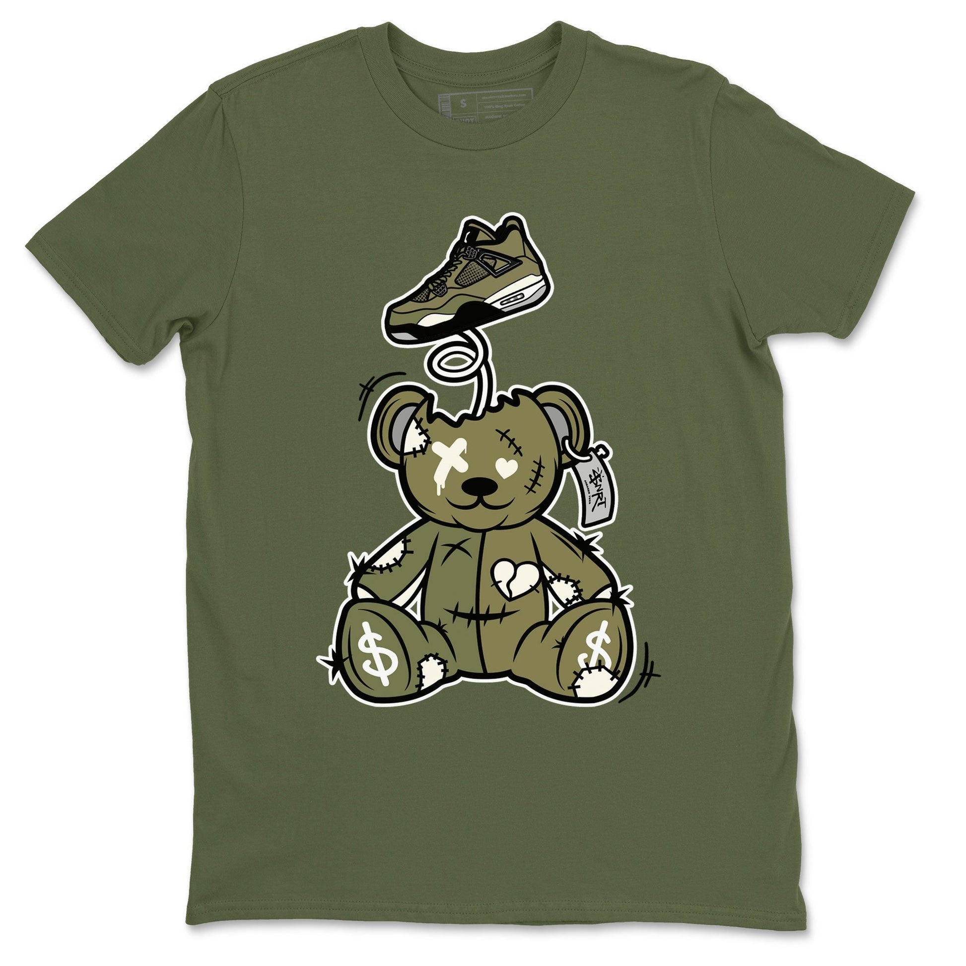 Surprise Teddy Bear Sneaker Tee - Air Jordan 4 Medium Olive