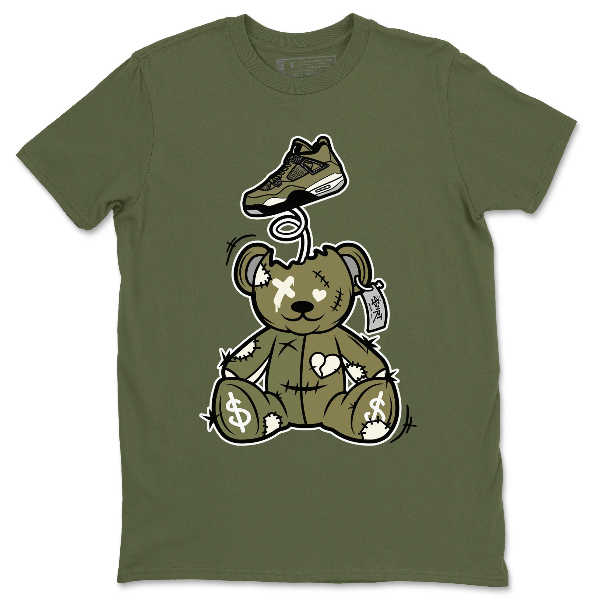 Surprise Teddy Bear Sneaker Tee - Air Jordan 4 Medium Olive
