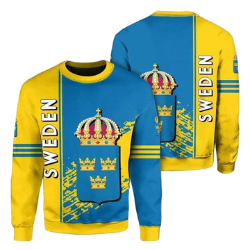 Sweden Coat Of Arms Sweater Quarter Style J7 ? Usalast