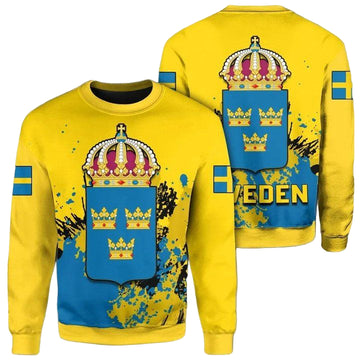 Sweden Coat Of Arms Sweater Spaint Style J8W ? Usalast