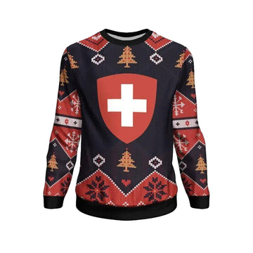 Switzerland Christmas Sweater ? Santa Claus Ho Ho Ho ? Bn1810 ? Usalast