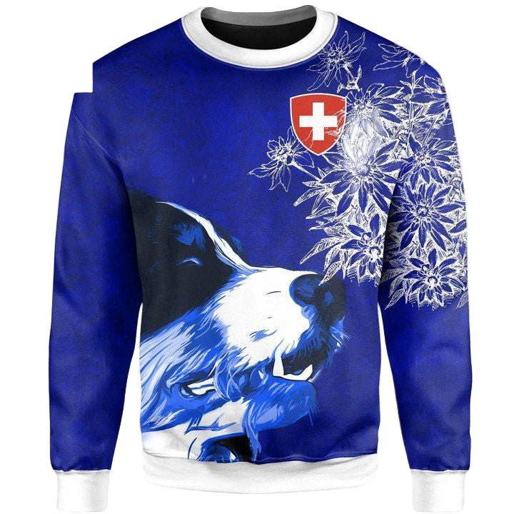 Switzerland Sweater Bernese Mountain Dog And Edelweiss Knitted Long-Sleeved Sweater A7 ? Usalast