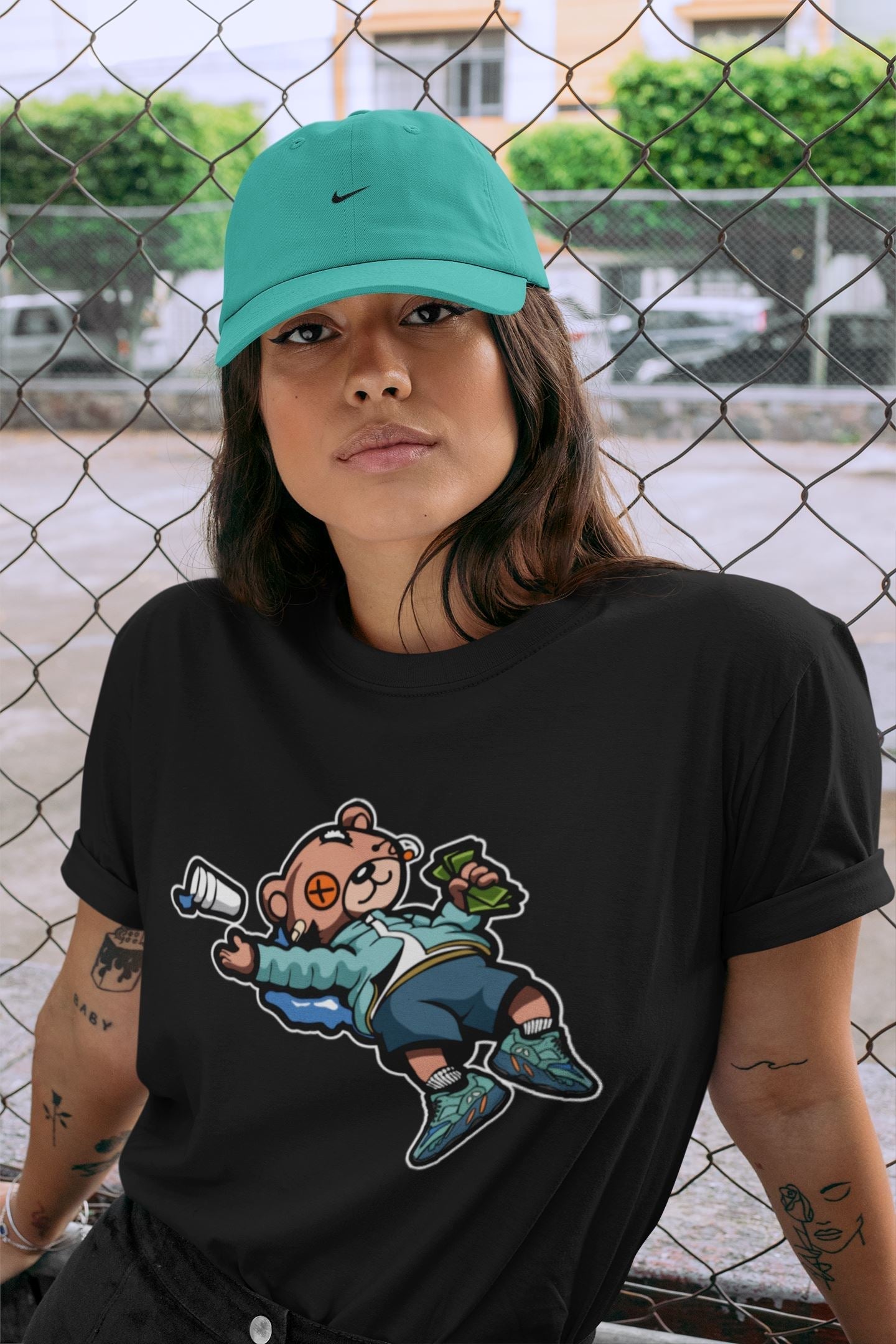 Drunk Teddy Bear Unisex Tops - Yeezy 700 Faded Azure