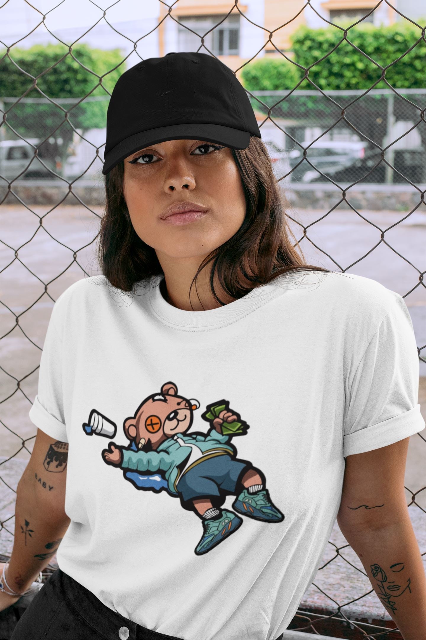 Drunk Teddy Bear Unisex Tops - Yeezy 700 Faded Azure