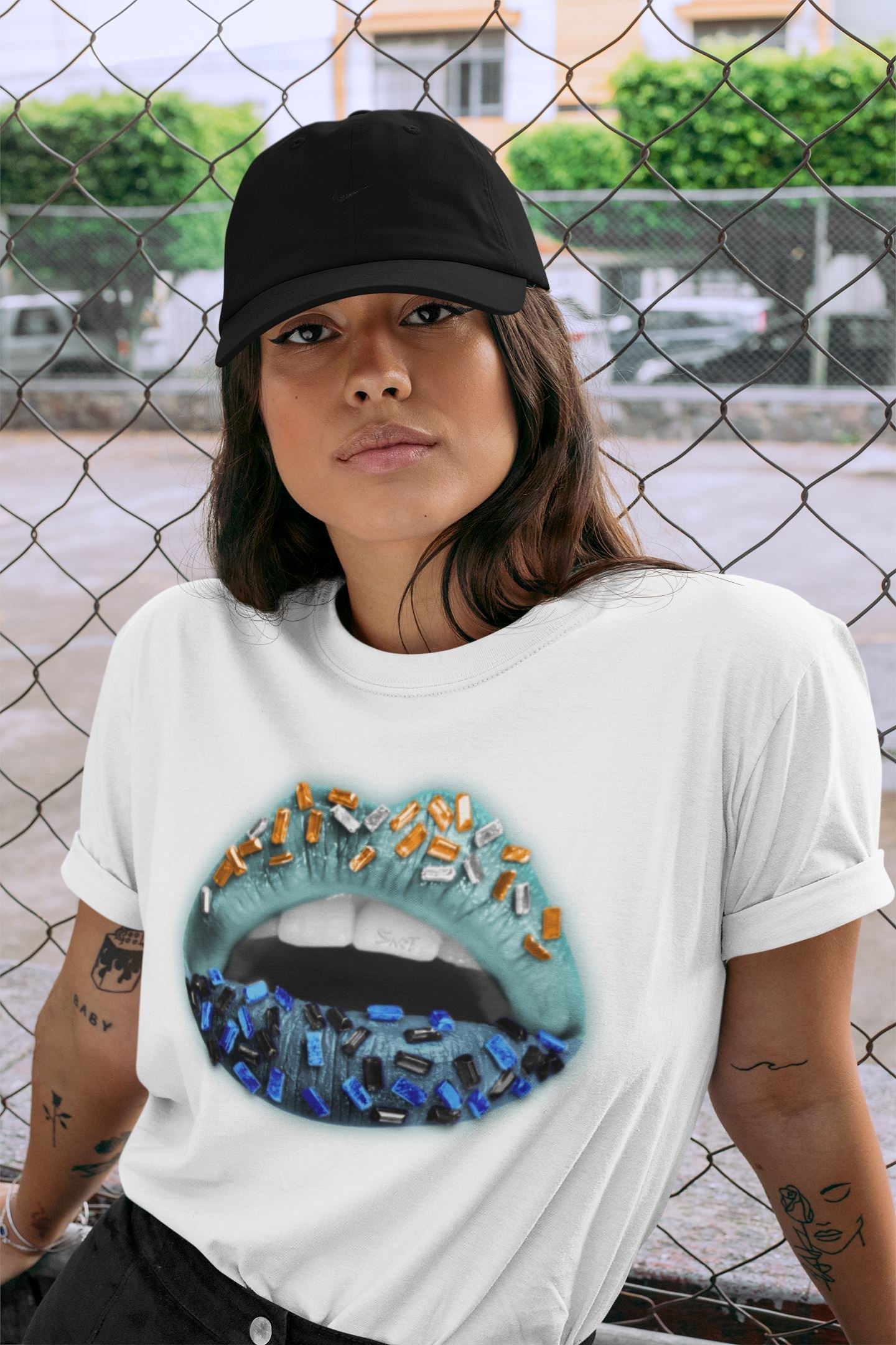 Lips Jewel Unisex Tops - Yeezy 700 Faded Azure