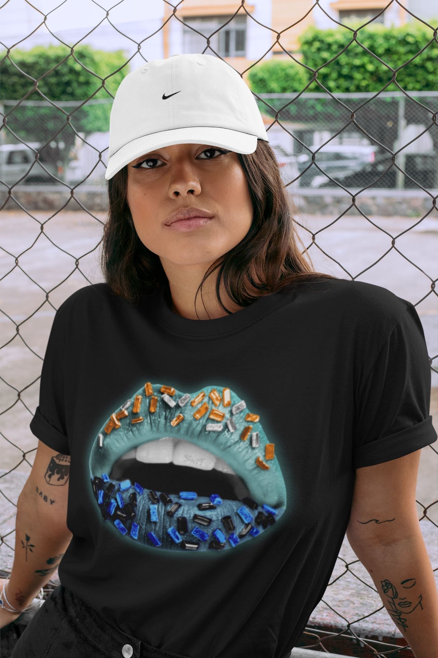 Lips Jewel Unisex Tops - Yeezy 700 Faded Azure