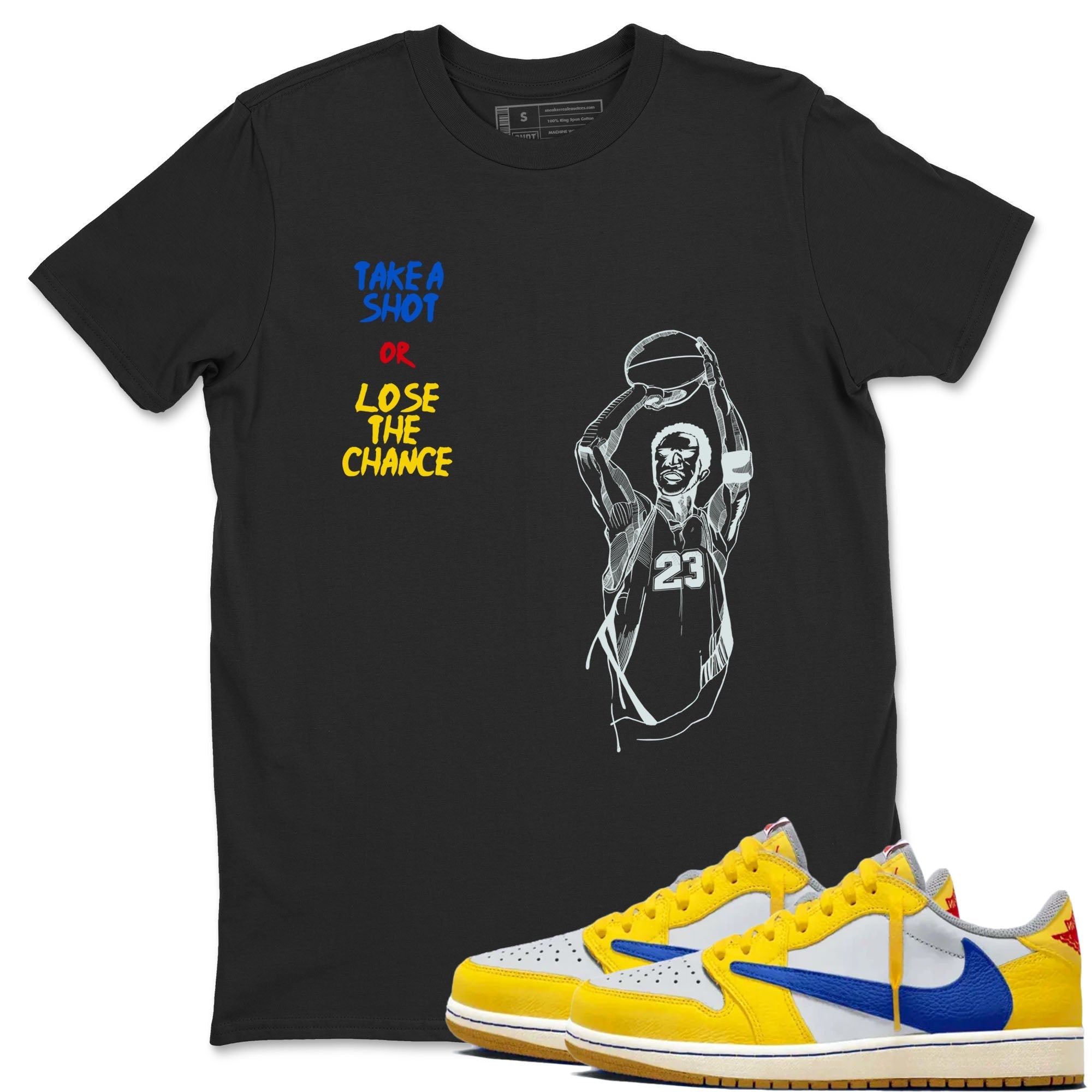 Take A Shot Sneaker Tees - Air Jordan 1 Travis Scott Canary