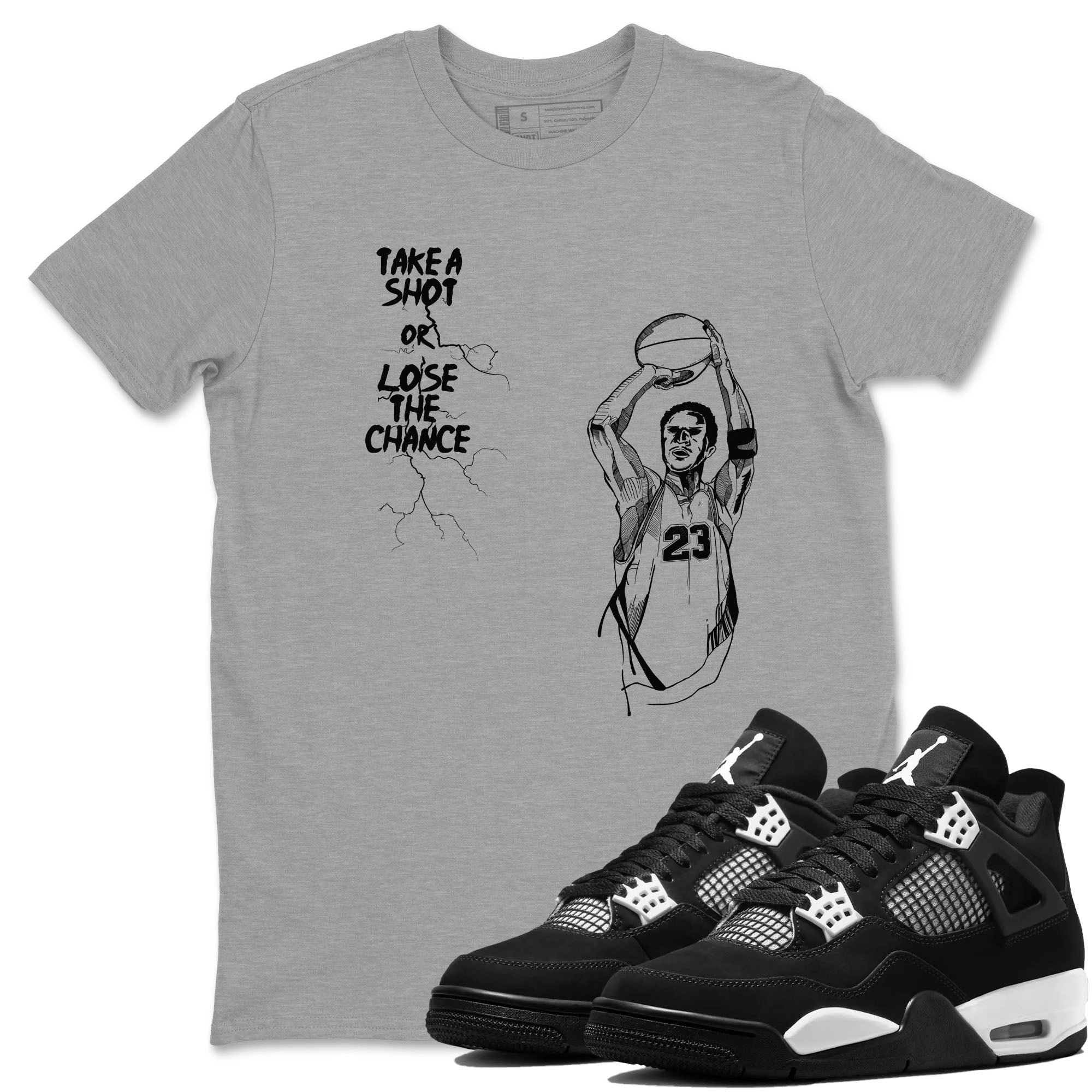 Take A Shot Sneaker Tees - Air Jordan 4 White Thunder