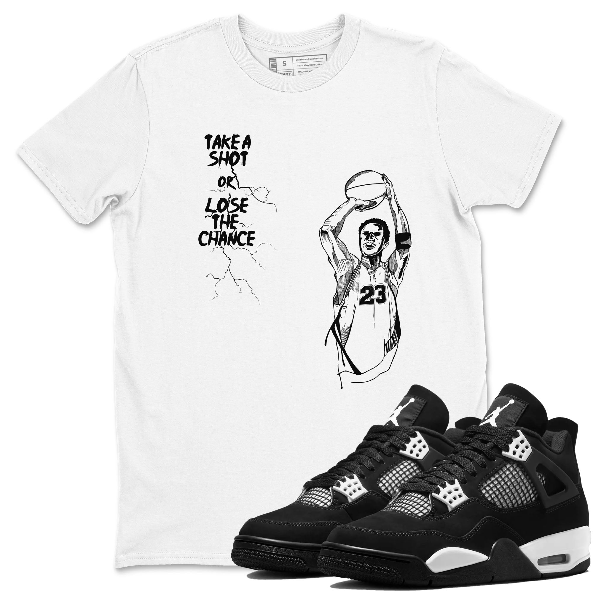 Take A Shot Sneaker Tees - Air Jordan 4 White Thunder