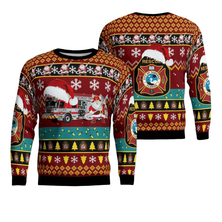 Tamarac Broward County Florida Tamarac Fire Department Christmas Sweater 3D ? Usalast