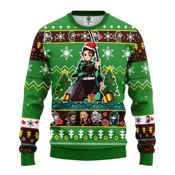 Tanjiro Kamado Demon Slayer Anime Ugly Christmas Sweater Green 1- Amazing Gift Idea Thanksgiving Gift ? Usalast