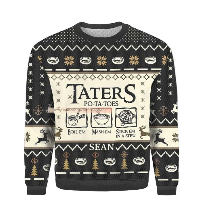 Taters Black Merry Christmas 2022 3D Sweater ? Usalast
