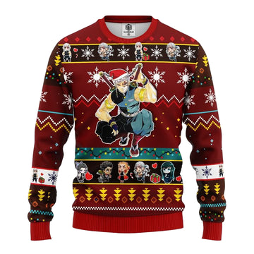 Tengen Uzui Demon Slayer Anime Ugly Christmas Sweater Red 1- Amazing Gift Idea Thanksgiving Gift ? Usalast
