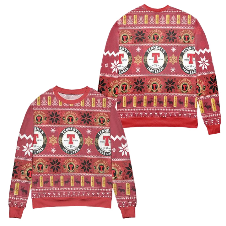 Tennents 1985 Centenary Lager Ugly Christmas Sweater ? Red ? Usalast