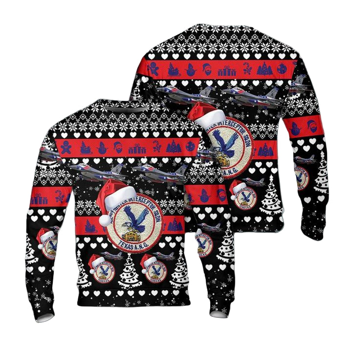Texas Air National Guard 182d Fighter Squadron F-16 Fighting Falcon Christmas AOP Sweater ? Usalast