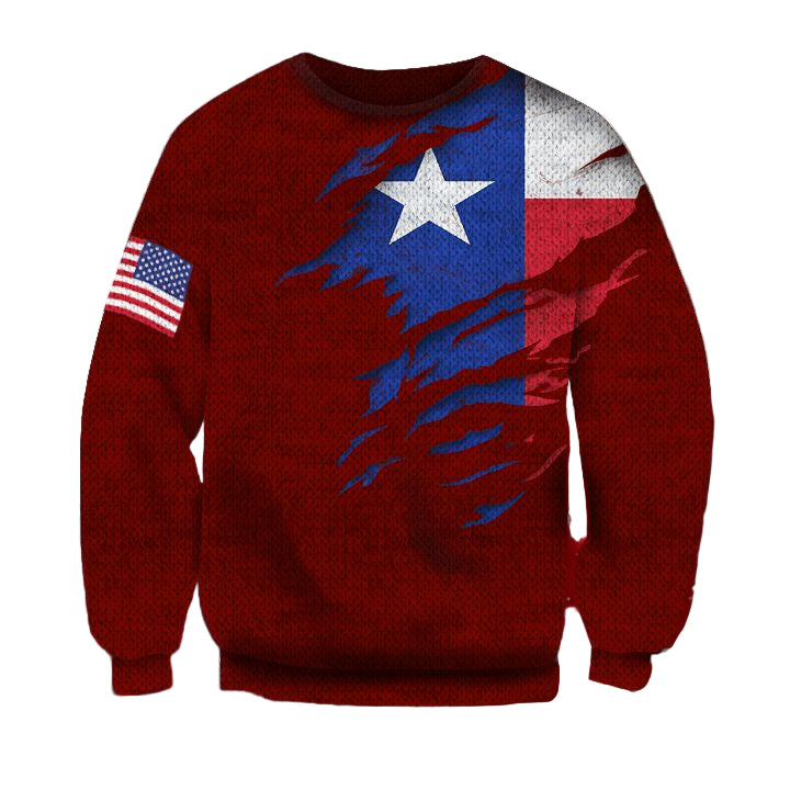 Texas Flag And American Flag 3D Sweater Proud Texan Sweater Winter Gifts Unisex Clothes ? Usalast