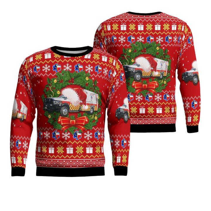 Texas San Marcos Hays County EMS Christmas Sweater 3D ? Usalast