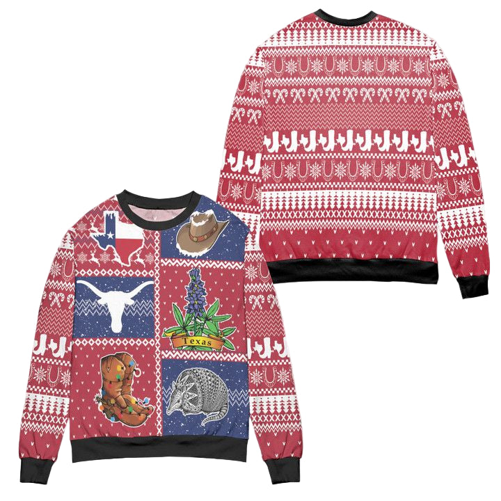 Texas State Signature Ugly Christmas Sweater ? Red ? Usalast