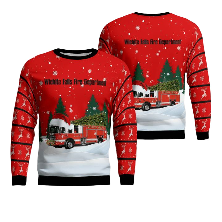 Texas Wichita Falls Fire Department Christmas Sweater 3D ? Usalast