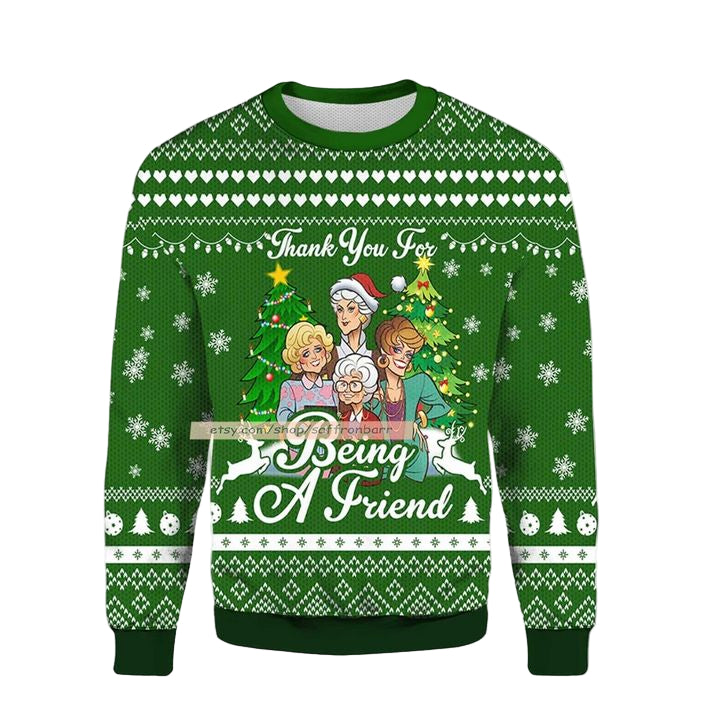 Thank You For Being A Friend Golden Girls Ugly Christmas 3D Sweater ? Usalast