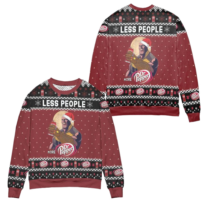 Thanos Less People More Dr Pepper Snowflake Ugly Christmas Sweater ? Red ? Usalast