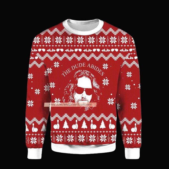 The Big Lebowski The Dude Abides Ugly Christmas 3D Sweater ? Usalast