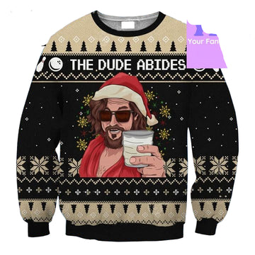 The Dude Abide For Goodness Sake The Dude Abide 3d Ugly Christmas Sweater ? Usalast