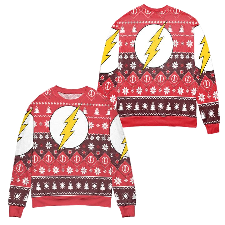 The Flash Logo DC Christmas Pattern Ugly Christmas Sweater ? Red ? Usalast