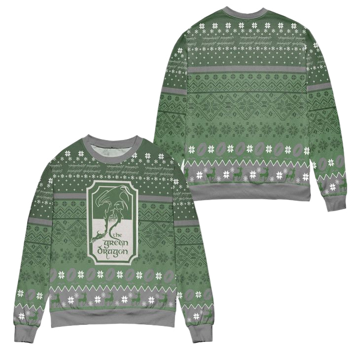 The Green Dragon Lord Of The Rings Snowflake Pattern Ugly Christmas Sweater ? Green ? Usalast