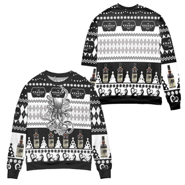The Kraken Spiced Rum Argyle Pattern Ugly Christmas Sweater ? Black ? Usalast