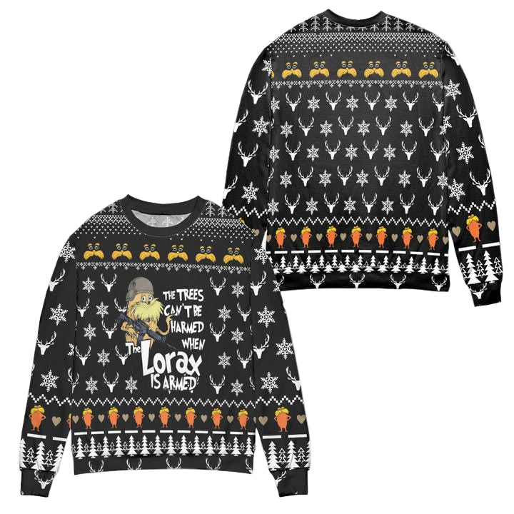 The Lorax Reindeer Snowflake Pattern Ugly Christmas Sweater ? Black ? Usalast