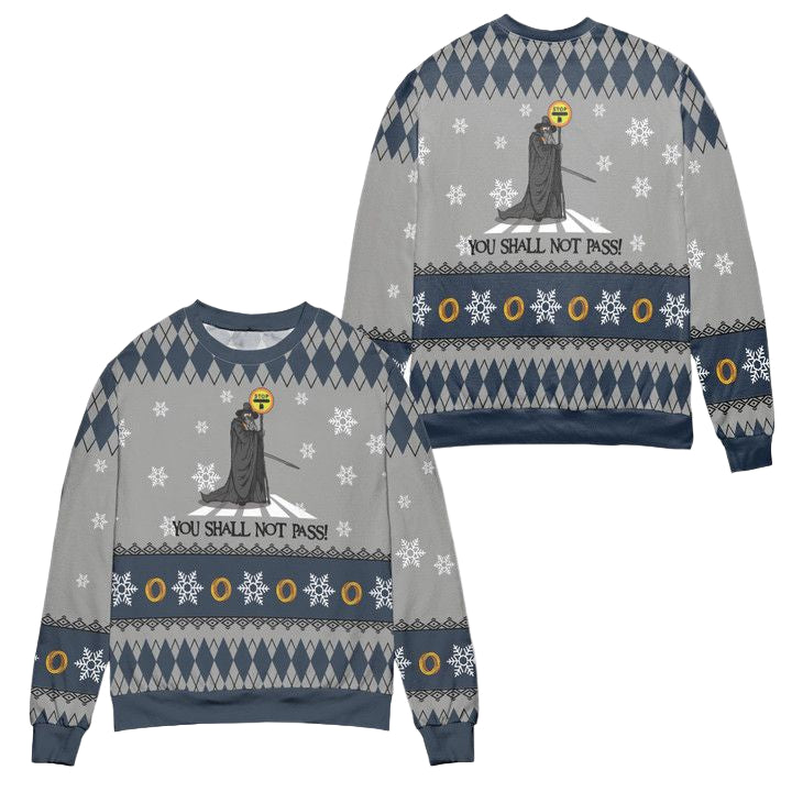 The Lord Of The Rings You Shall Not Pass Ugly Christmas Sweater ? Blue ? Usalast