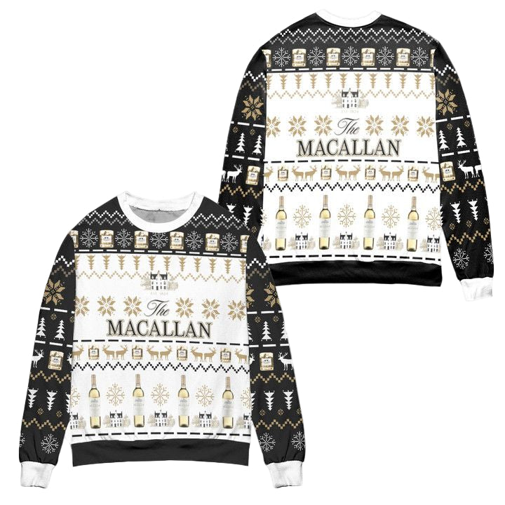 The Macallan Whisky Reindeer Snowflake Pattern Ugly Christmas Sweater ? Usalast