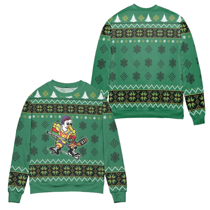 The Mighty Ducks Disney Snowflake Pattern Ugly Christmas Sweater ? Green ? Usalast