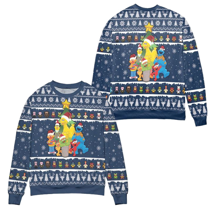 The Muppet Show Cartoon Version Ugly Christmas Sweater ? Blue ? Usalast