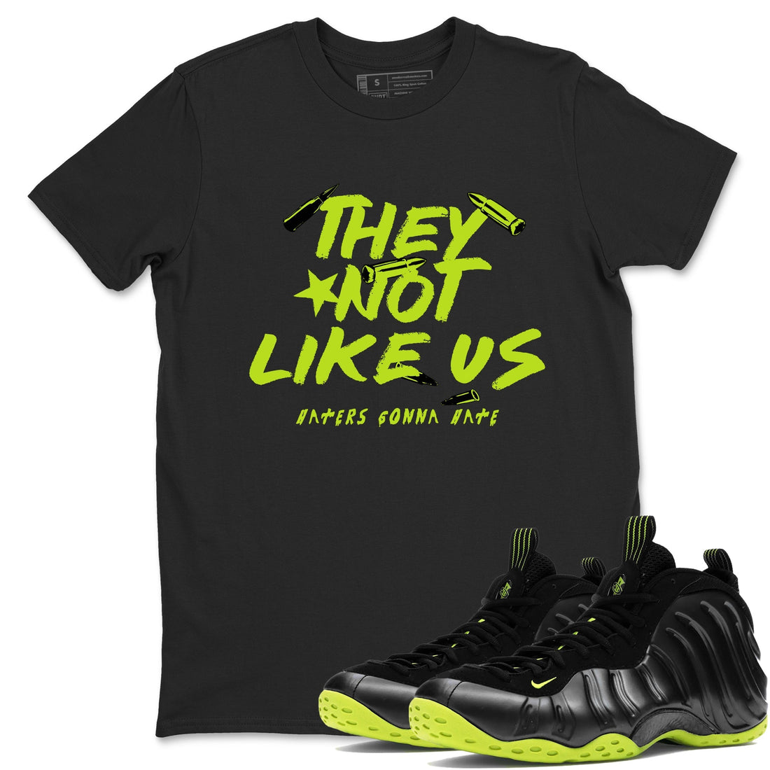 They Not Like Us Sneaker Tees - Air Foamposite One Black Volt
