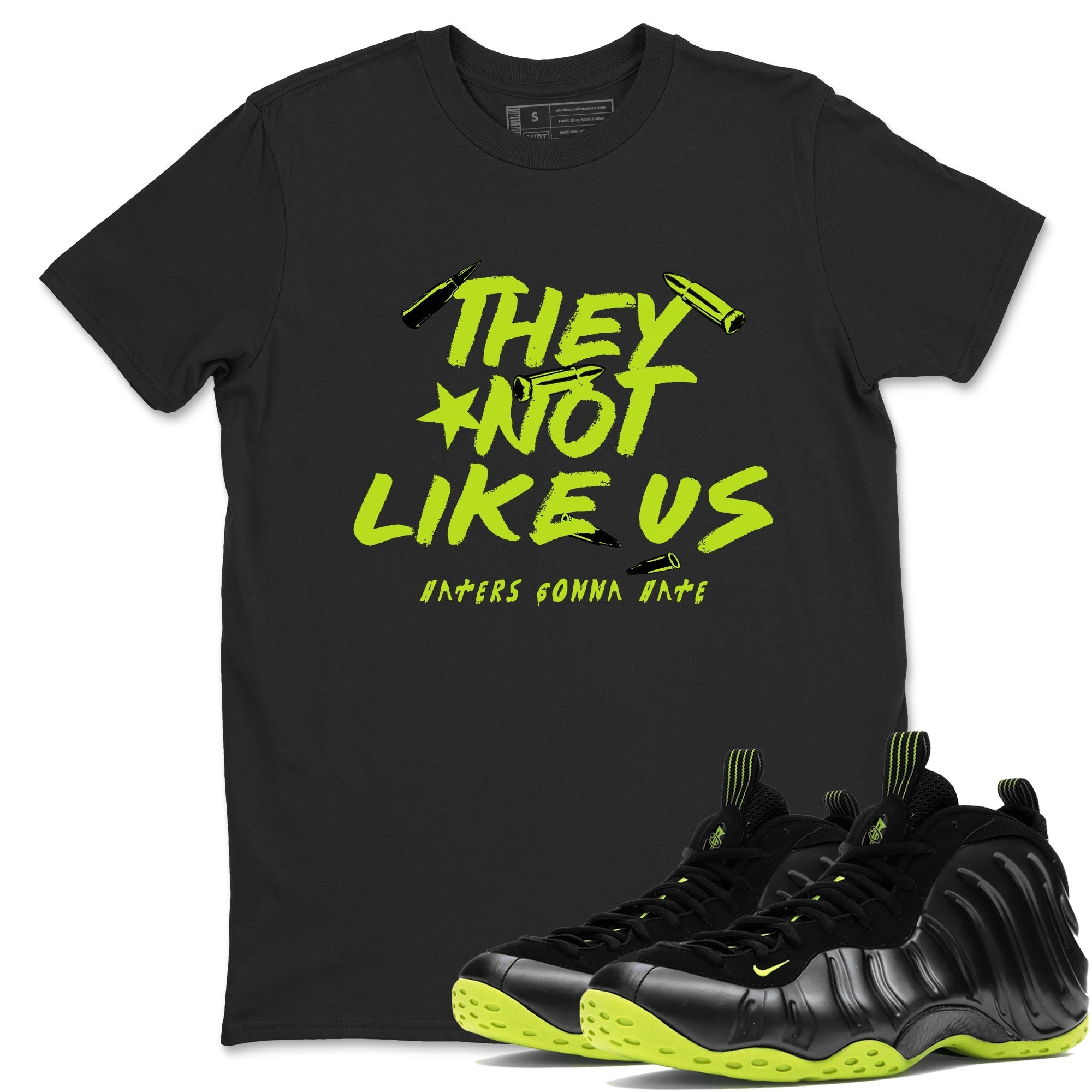 They Not Like Us Sneaker Tees - Air Foamposite One Black Volt