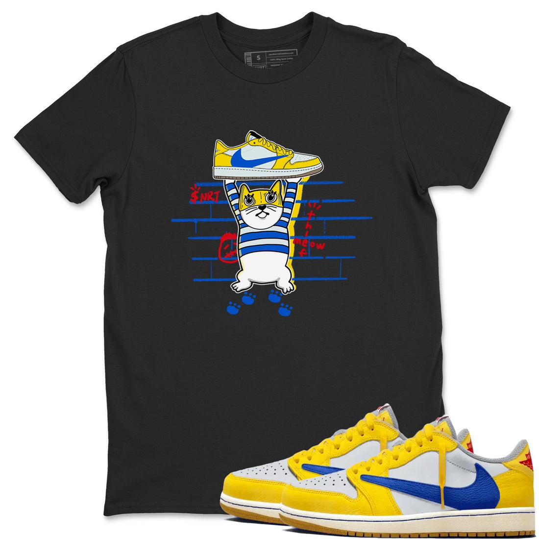 Thief Cat Sneaker Tees - Air Jordan 1 Travis Scott Canary