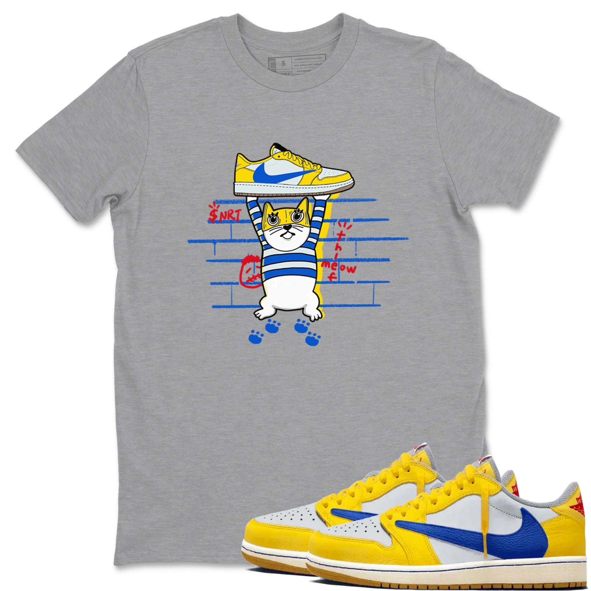 Thief Cat Sneaker Tees - Air Jordan 1 Travis Scott Canary