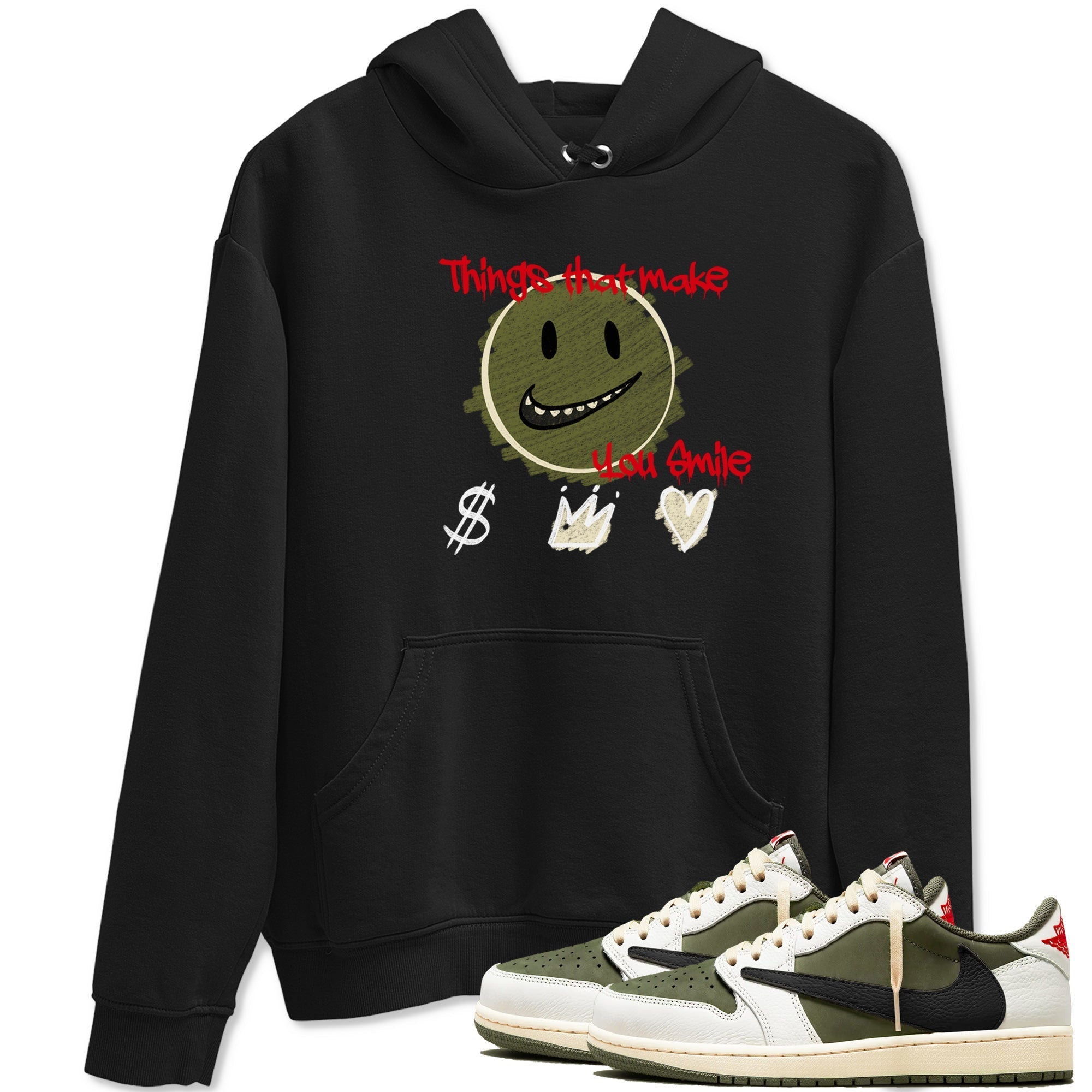 Things That Make You Smile Sneaker Tees - Air Jordan 1 Travis Scott Medium Olive