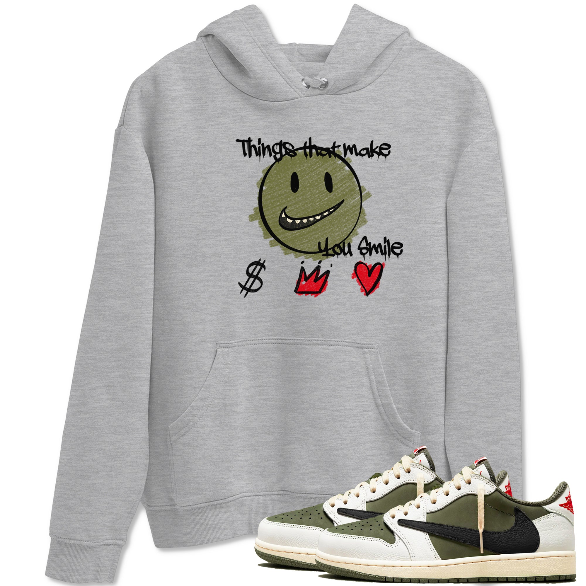 Things That Make You Smile Sneaker Tees - Air Jordan 1 Travis Scott Medium Olive