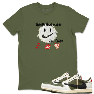 Things That Make You Smile Sneaker Tees - Air Jordan 1 Travis Scott Medium Olive