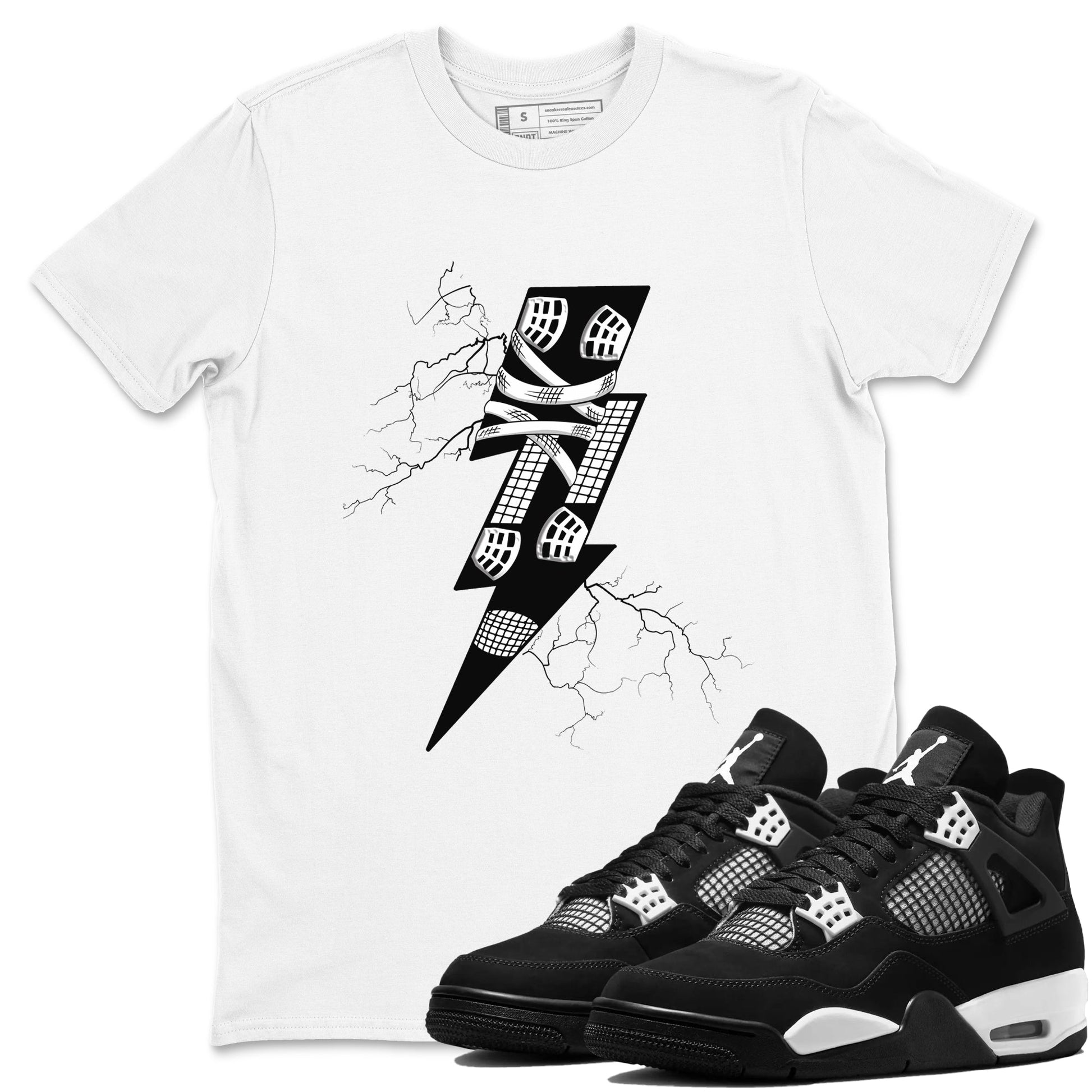Thunder Kick Sneaker Tees - Air Jordan 4 White Thunder