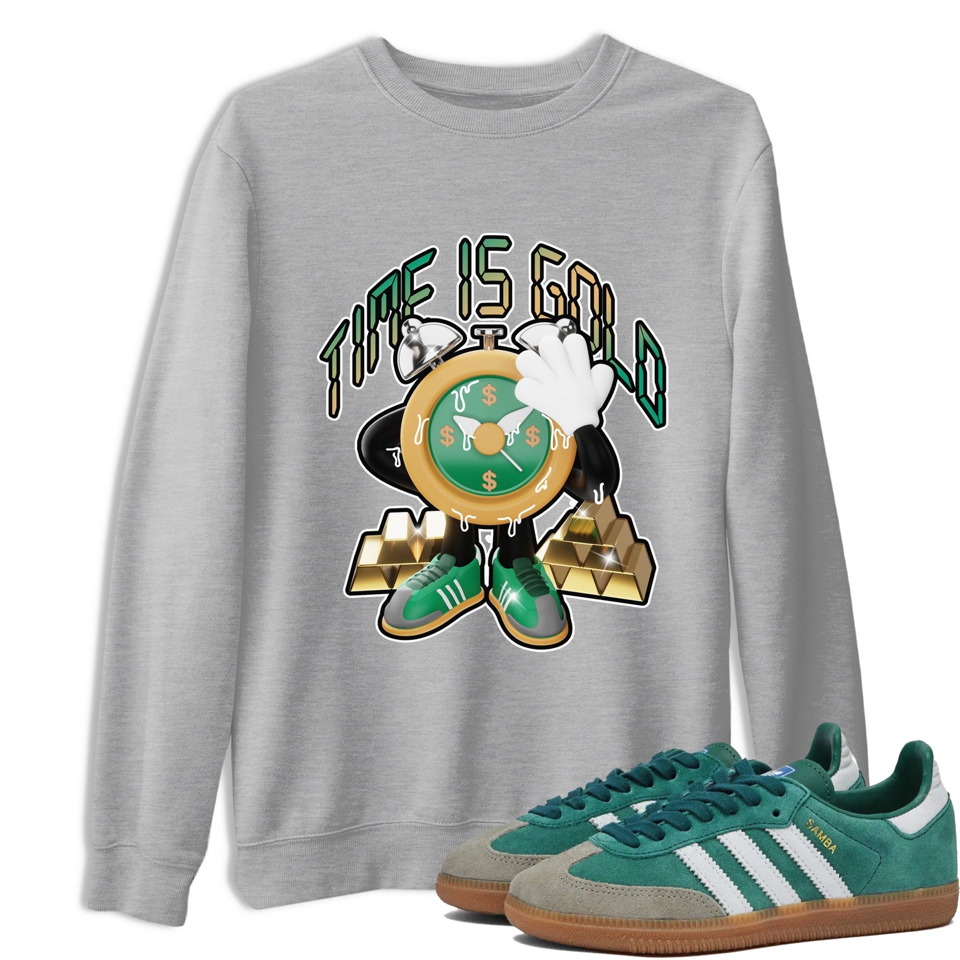 Time Is Gold Sneaker Tee - Samba Collegiate Green Gum
